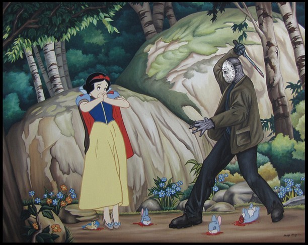 Snow White attacked by Jason from Psycho.